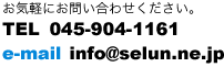 お気軽にお問い合わせください。 TEL 045-904-1161 e-mail info@selun.ne.jp